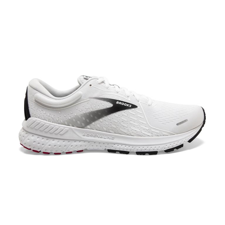 Brooks Adrenaline GTS 21 Road Running Shoes - Men's - White/Black/Red (59432-ZUKR)